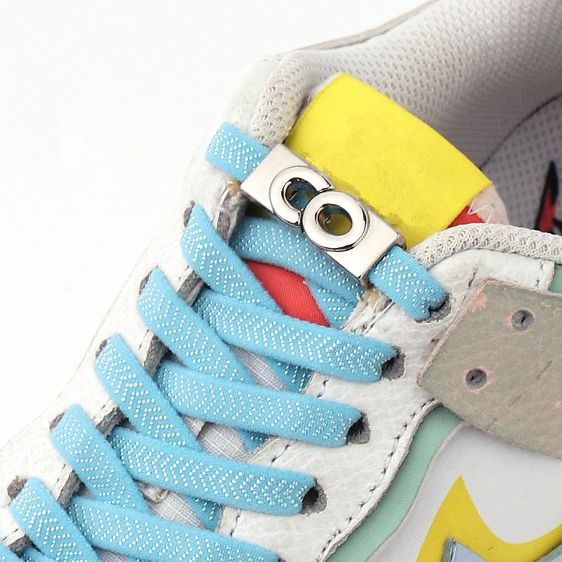 New Lock Shoelaces Without Ties Elastic Laces Sneakers Kids Adult No Tie Shoe laces 8MM Wide Flat Shoelace for Rubber Bands