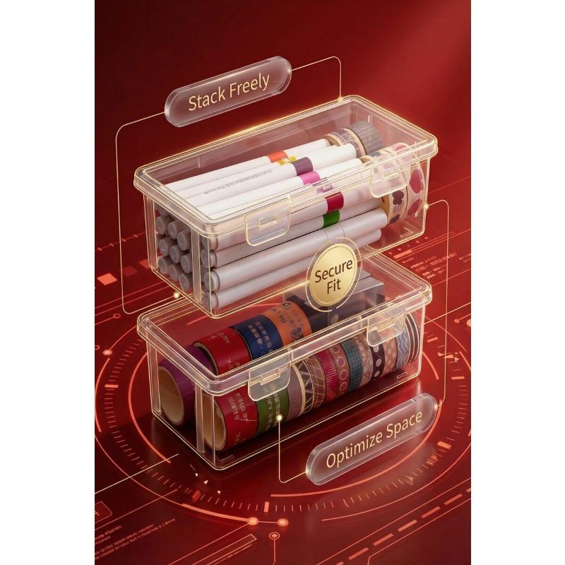 Large Capacity Transparent Pencil Storage Box Stationery Organizer For Kids Students