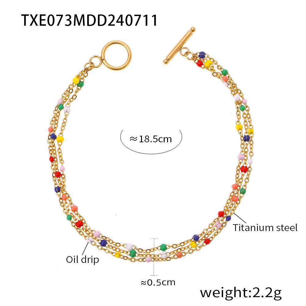 Bohemian Multi-Layer Glazed Beaded Titanium Steel Jewelry Set