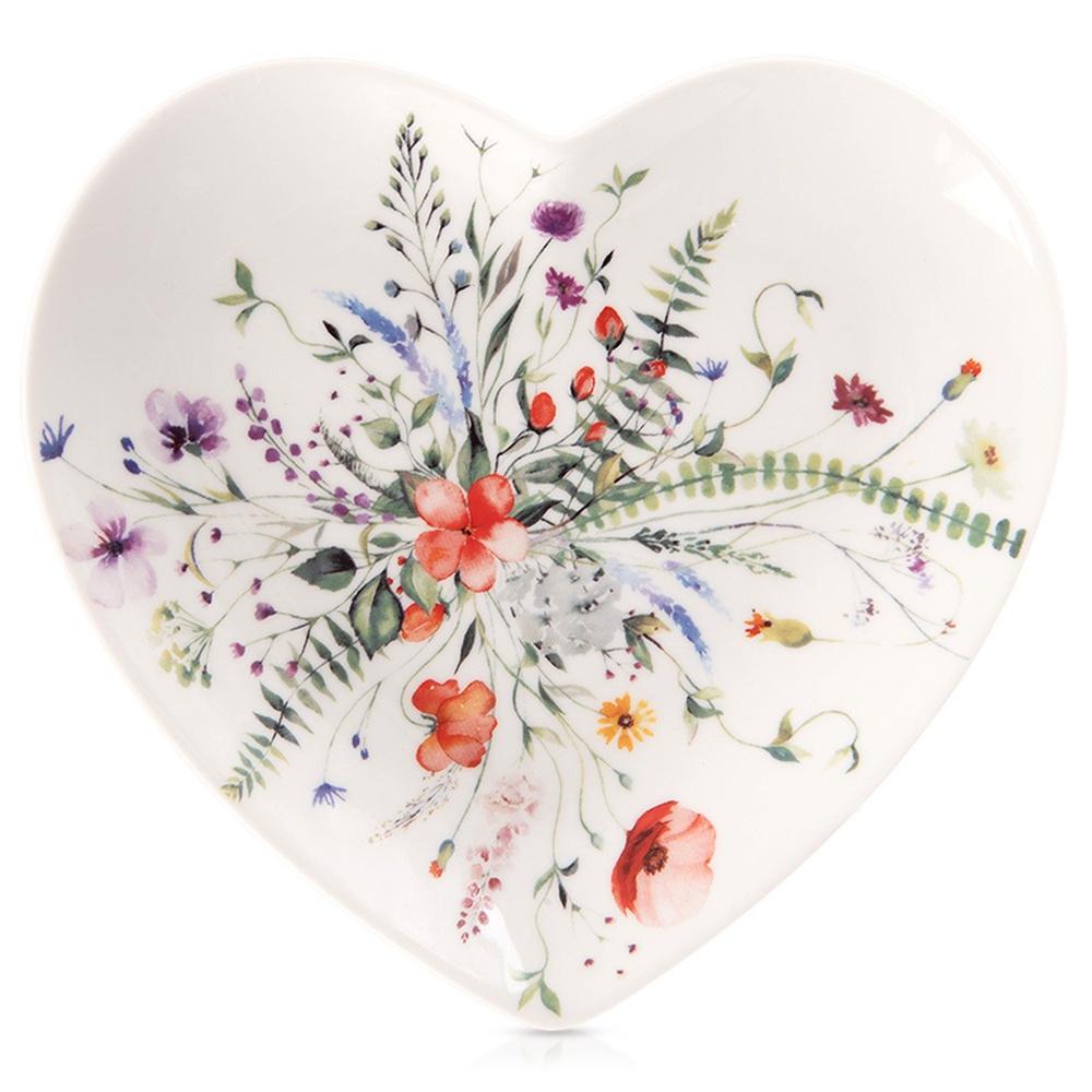 Dessert Plate Small for Cake Porcelain Dessert Flowers Poppies Heart