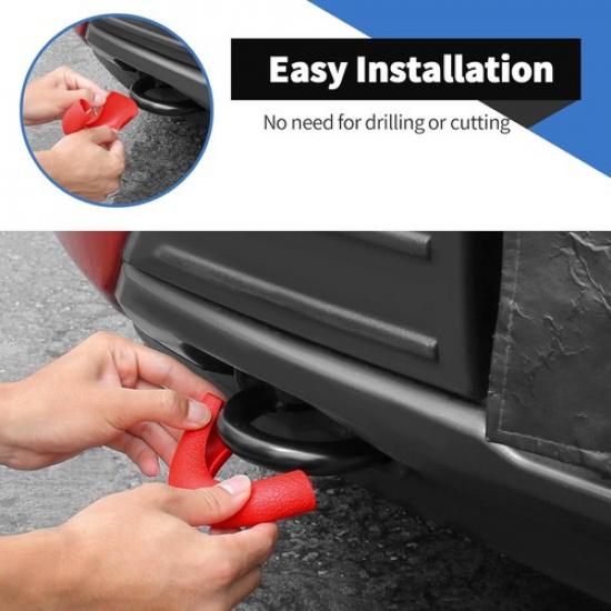 Pokrywa Haka Holowniczego z Pierścieniem D 2004-2024 (Czerwony, 2 szt., Silikonowy)-Red-A