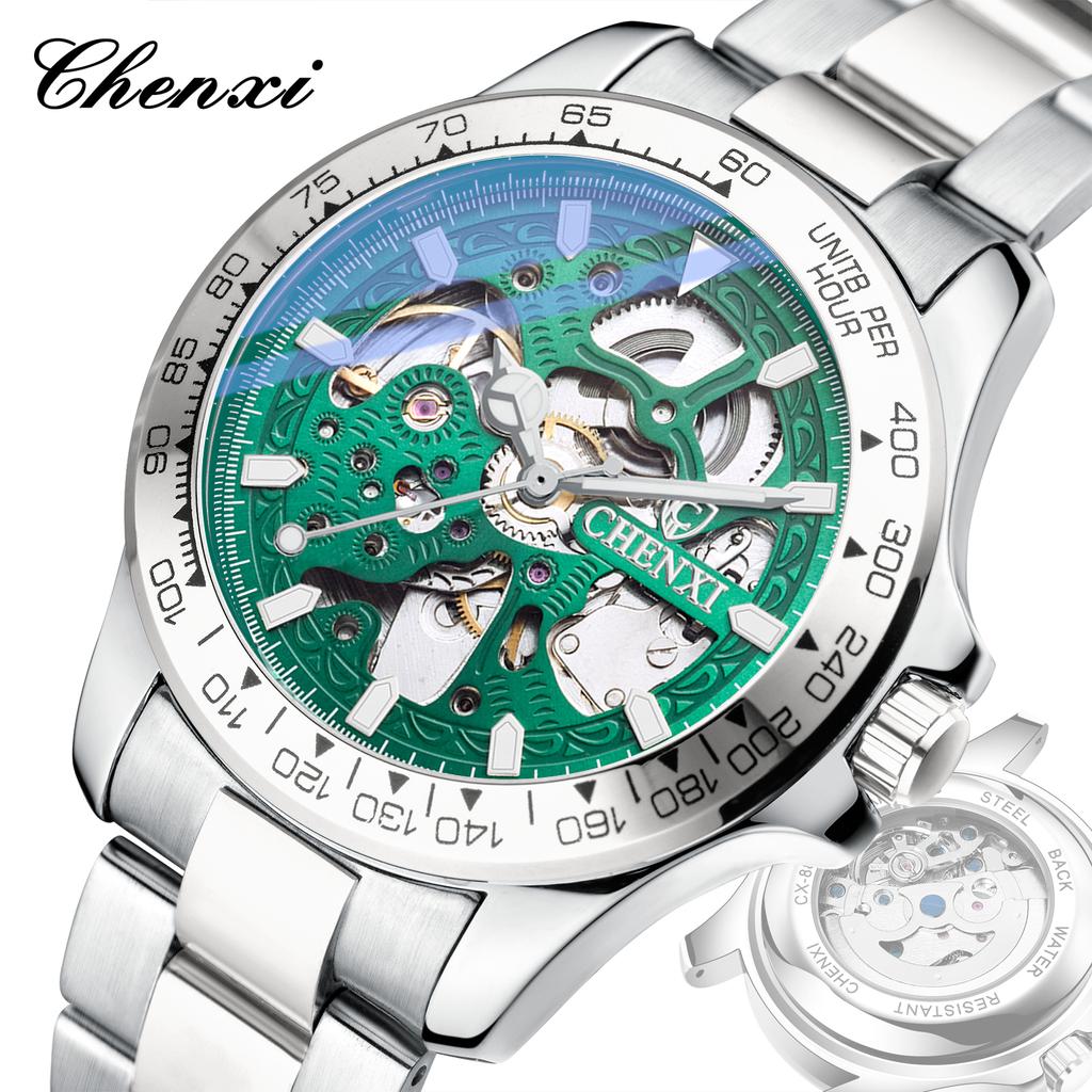Chenxi Automatic Watches Steel Fashion Business Waterproof Mechanical Movement Skeleton Watches For Male Relogio Masculino