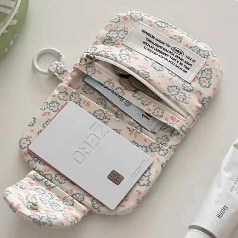 

Cute Student Coin Purse Card Simplicity Floral Korean Fashion Wallet Card Holder for Girls Portable Cute Small Storage Bag