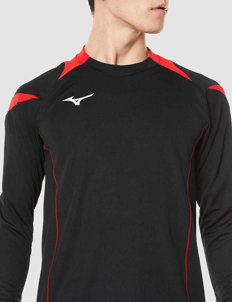 Volleyball Game Shirt, Long Sleeve, Moisture-Wicking, Quick-Drying, Junior Available, V2MA2121, Unisex, Black x Chinese Red, Size L