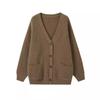 New Korean Cardigans for Women Loose Fit V Neck Knit Sweater Fashion Tops Coat Lazy Wind Knitwear