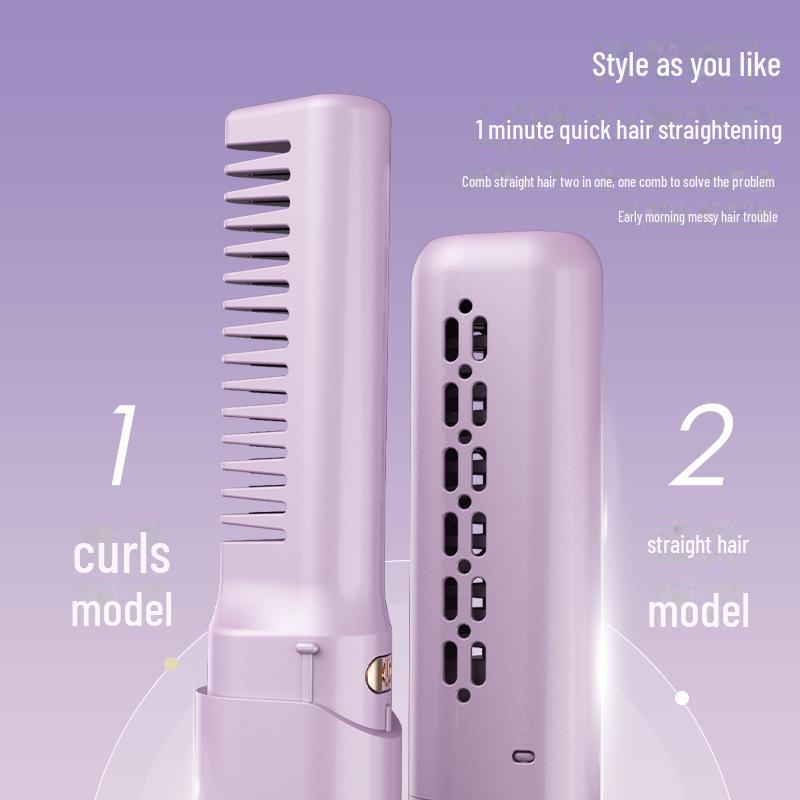 Kabelloser tragbarer Reise-Lockenstab und Glättkamm - Doppelzweck, modische Farbabstimmung, kompakt und wiederaufladbar.
