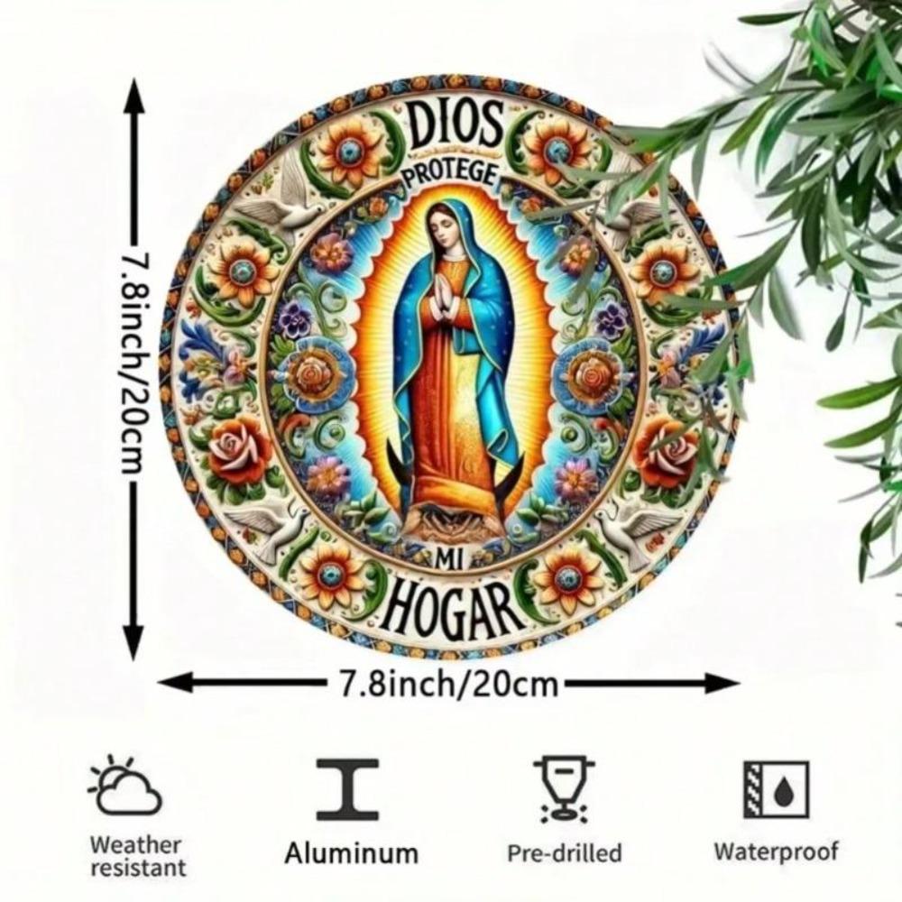 Spanish Style God Bless My Home Sign Decorative Metal Wall Art for Front Door Entryway