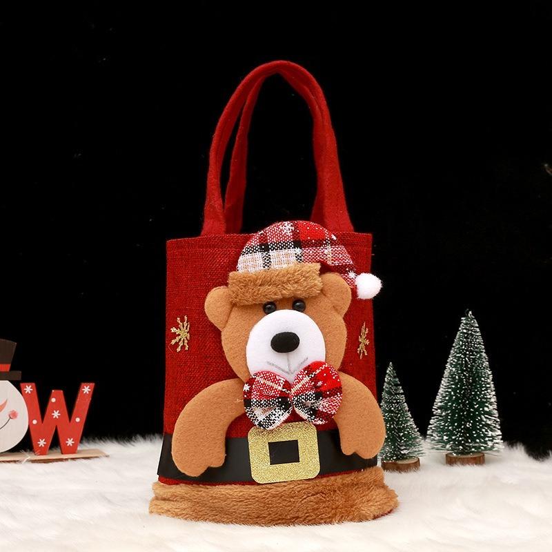 Christmas Decorations Christmas Cloth Bag Backpack Brushed Cloth Gift Bag Old Man Snowman 2024 New Year Gift Candy Bag Snowman Deer Gift Bag