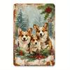 Vintage Christmas Corgi Metal Tin Sign - 8x12 Inch | Durable Iron Wall Art for Home, Gym, Cafe, Garage & Garden Decor | Easy-Han