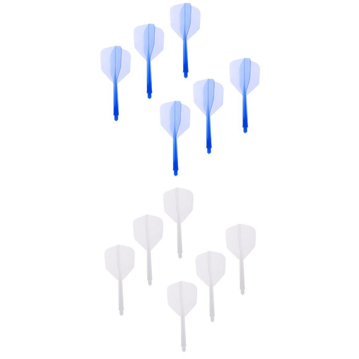 12x Transparent 2BA Thread Dart Shafts and Flights Connection, 2 couleurs as described white