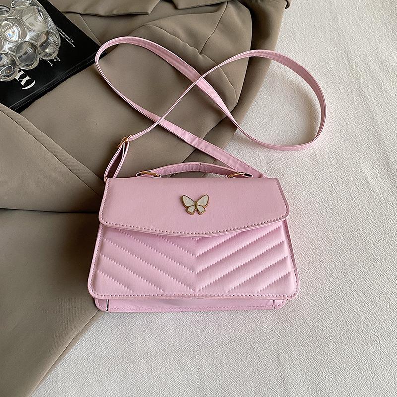 

Простая модная сумка-мессенджер 2025 осень новая корейская версия ромбовидная сумка через плечо нишевая универсальная портативная маленькая квадратная сумка розовый