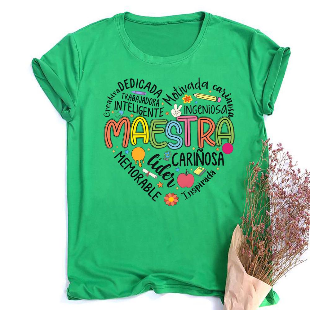 Fashion Maestra Print Girl Teacher Tshirt Teacher Comfy Tees Top Short Sleeve Crew Neck Fashion Tshirt The Best Gift To Teacher