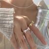 PANJBJ 925 Silver Bowknot Ring for Women Minimalism Irregular Sweet Design Sweet Adjustable Finger Jewelry Party Gift Dropship