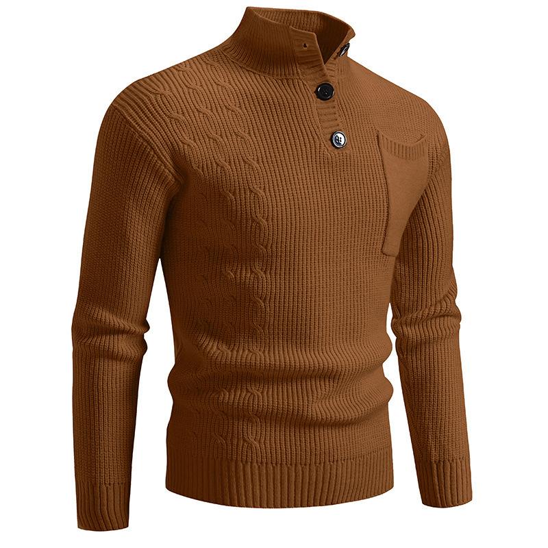 Men S Casual Loose Stand Collar Knit Sweater Autumn Winter