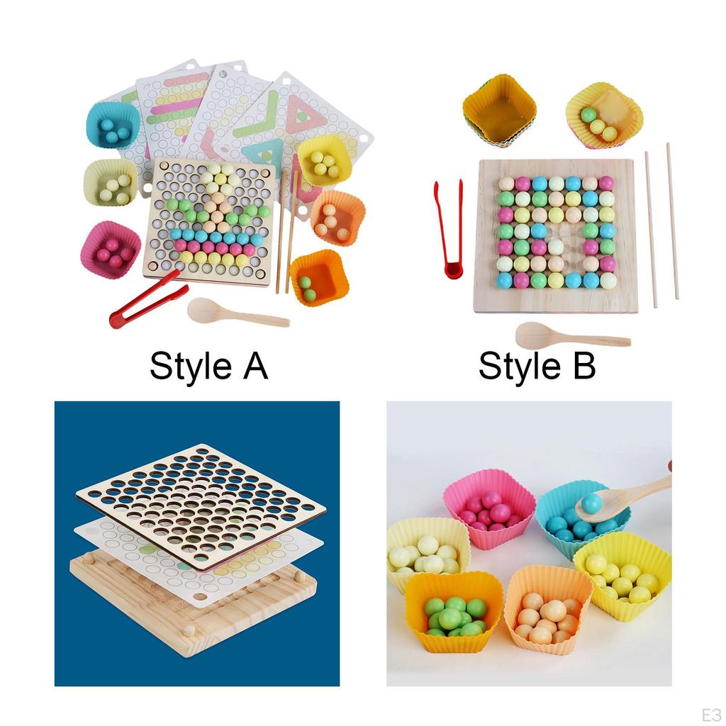 Fine Motor Toys with Rainbow Beads Educational for Game Interaction Matching