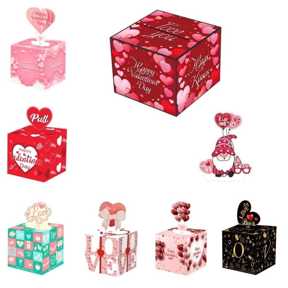 Paper Valentine's Day Cash Pull Box Love Heart Birthday Cash Gift  Birthday Gift Idea