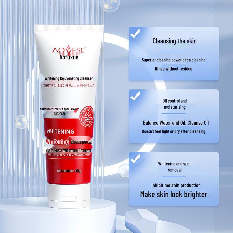 Aofu Xue Revitalizing Whitening & Freckle Removal Cleanser - Brightens, Evens Skin Tone, and Improves Cleansing.