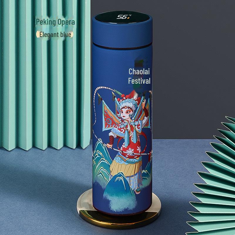 Guochao Chytrá termoska: Nerezový hrnek s displejem teploty - Elegantní čínský styl, obchodní dárek s vlastním logem