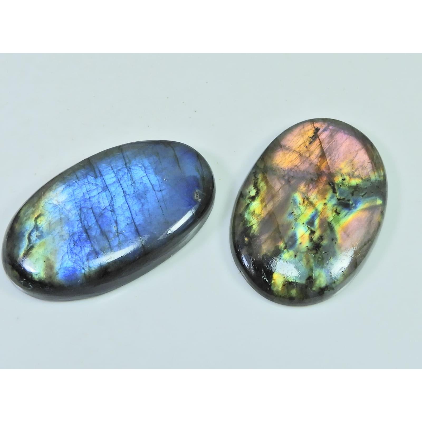 40-41 MM Natural Labradorite Multi Oval Cabochon Loose Gemstone 2 Pcs Lot D-242