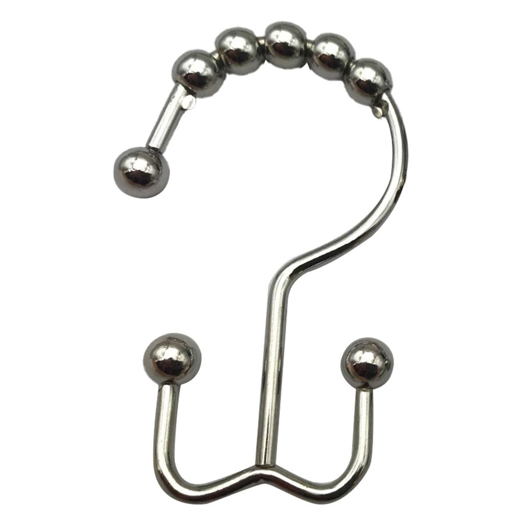 12PCS Shower Curtain Hooks Rustproof Metal Iron Double Sided Bath Curtain Hook Rings for Bathroom Bl