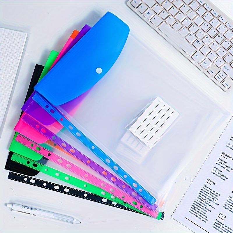 [Vibrant File Folders] 12-Pack A4 Expanding File Folders | Durable PP Plastic, Push-Button 11-Ring Binder Pockets, Vibrant Colors