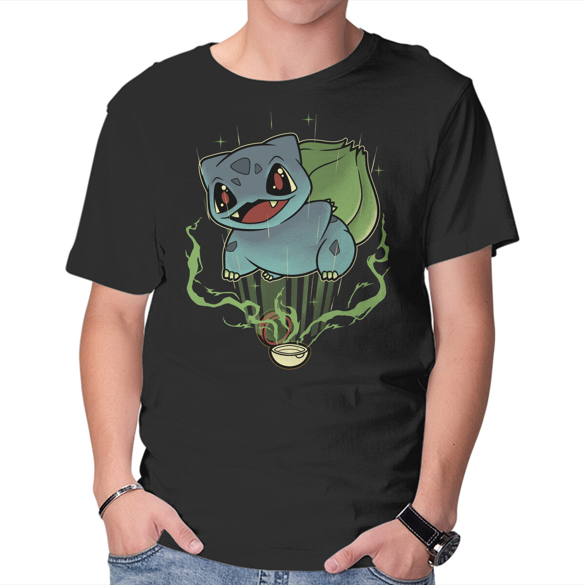 Unisex Crew Neck T-Shirt Summoning Grass Toad Graphic Short Sleeve Casual Tee L