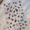 5D Pink Blue Bear Dessert Cake Pudding Candy Cane English Slogan Nail Art Stickers Cute Baby Bear Party Embossed Decals