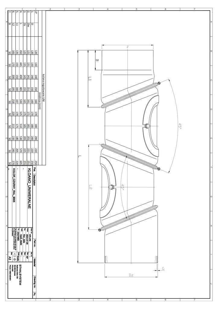 Cotovelo móvel de aço 4 peças com revisão 150 mm