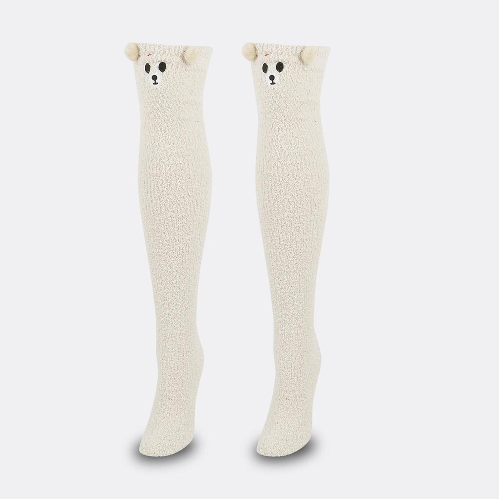 Ladies' Plush And Thick Coral Fleece Socks, Plush And Cute Warm Long Tube Socks, High Tube Knee High Socks, Cartoon Home Decor