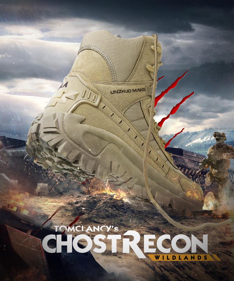 Men's Waterproof High-Top Outdoor Military Boots - Non-Slip, Wear-Resistant, Comfortable Combat Boots