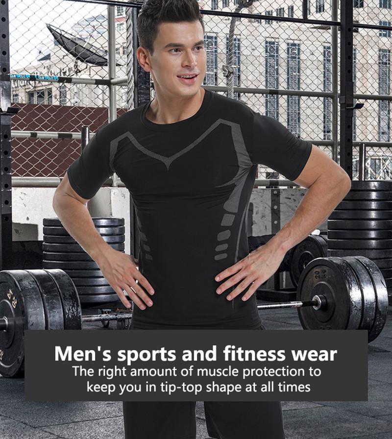Men's Quick-Dry Outdoor Sports T-Shirt - Elastic, Tight-Fit, Short Sleeve for Running & Training.