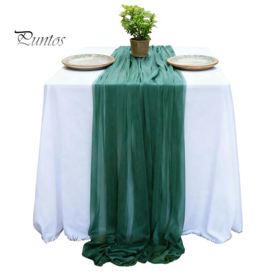 Heat Resistant Table Runner Sheer Flowing Runner, Chiffon Wedding Elegant Solid Color Durable for Dining Home Bridal Shower Party Decor Decorative