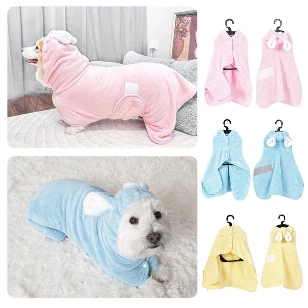 Quick-drying Pet Bath Towels Cute Cat Bath Robe Warm Dog Bathrobe  for Small Medium Large Dogs