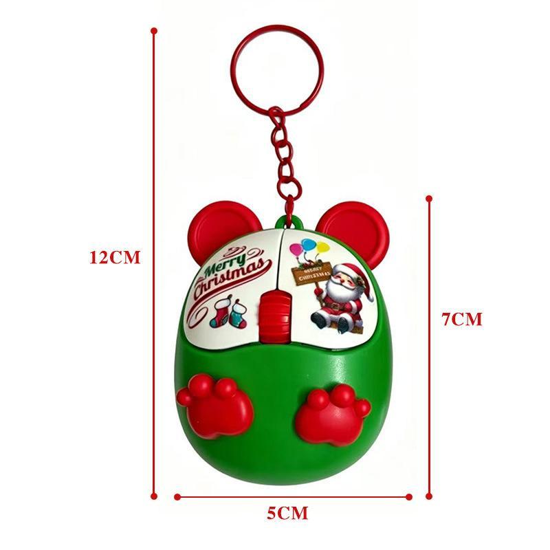 Christmas Mouse Shaped Fidget Keychain Cartoon Keys Button Squeeze Music Keychain Diy Relief Stress Keychain Pass The Time
