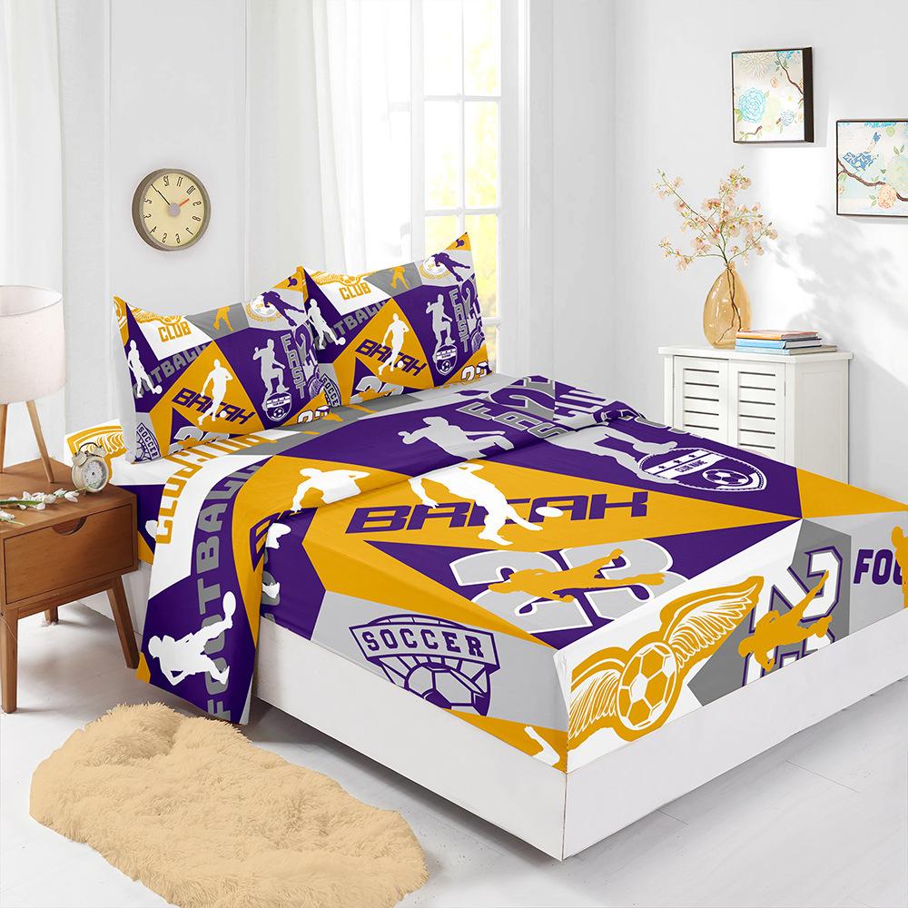 Four-Piece Mattress, Sports Basketball Printed Mattress, Protective Cover, Bedding, Europe and America