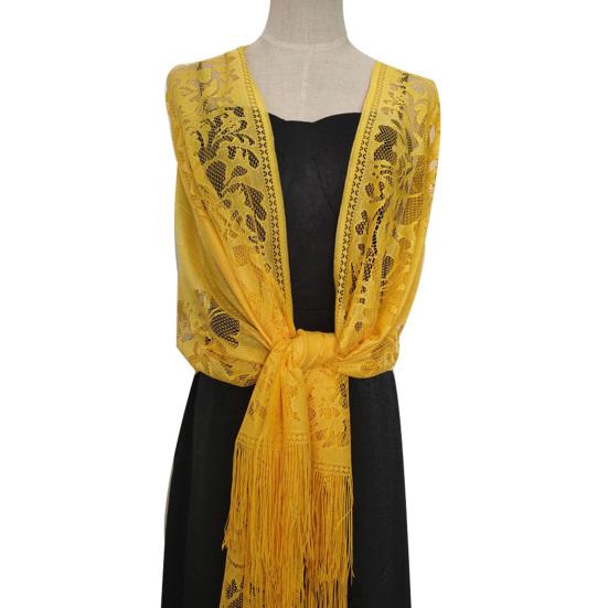 Women Scarf Solid Color Lace Ladies Crochet See Through Bride Shawl Wrap for Wedding