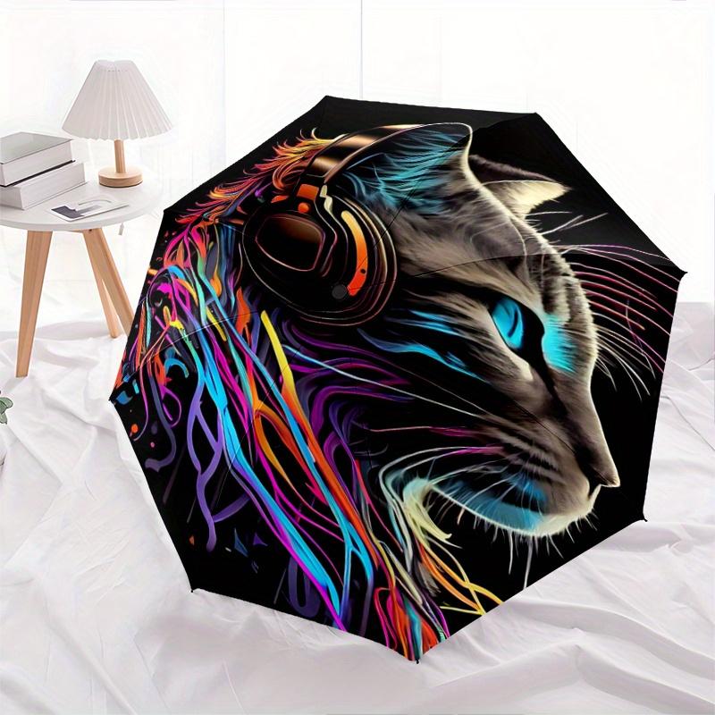 1pc Creative Cool Cat Headphones Automatic Opening and Closing Folding - A Good Choice for Gifts, Fashionable and Convenient Umbrella With Cute C