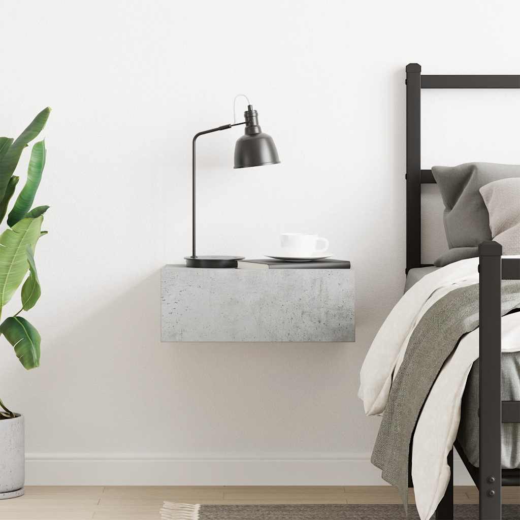 Hanging Nightstand Concrete Grey 40x30x15 cm Wood Based Material