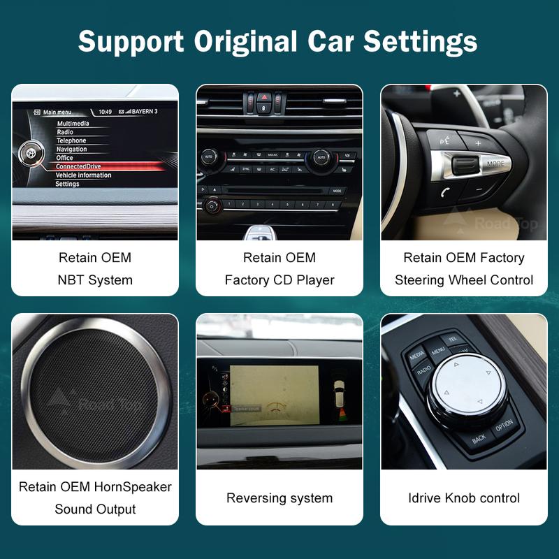 RoadTop Wireless Carplay Multimedia Display Touch Screen Android-auto Head Unit For BMW X5 F15 F85 X6 F16 F86 2014-2016 NBT