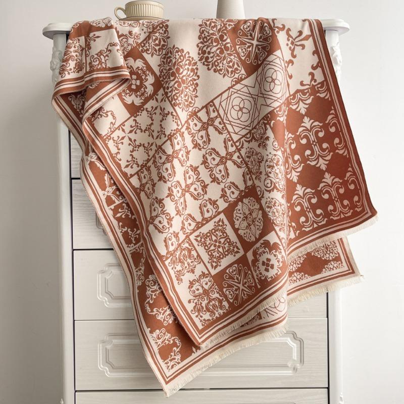 

Высококачественный женский зимний шарф, легкая роскошь и тепло, шаль из имитации кашемира с квадратным двусторонним шарфом, новый 70-180CM тёмно-рыжий