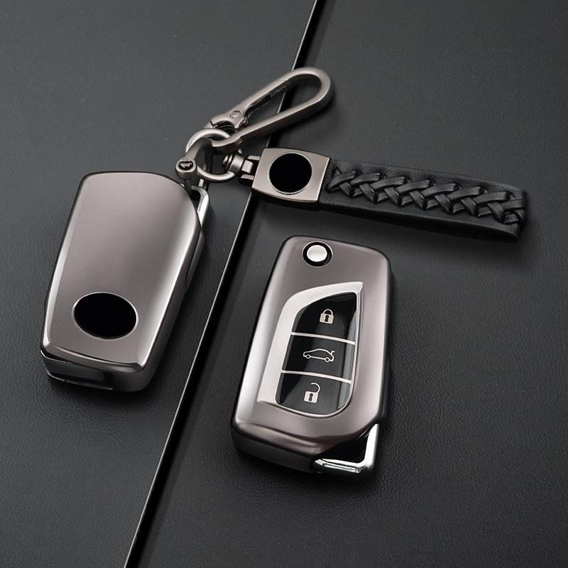 Metallic Gray Tpu For Toyota Camry Levin Corolla Reiz Highlander 2 3 Button Flip Folding Remote Car Key Case Cover Fob Holder
