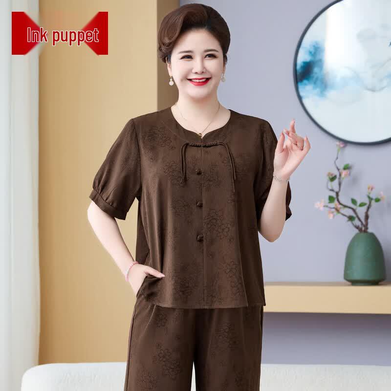 Women s Plus Size New Chinese Style Short Sleeve Outfit 7XL