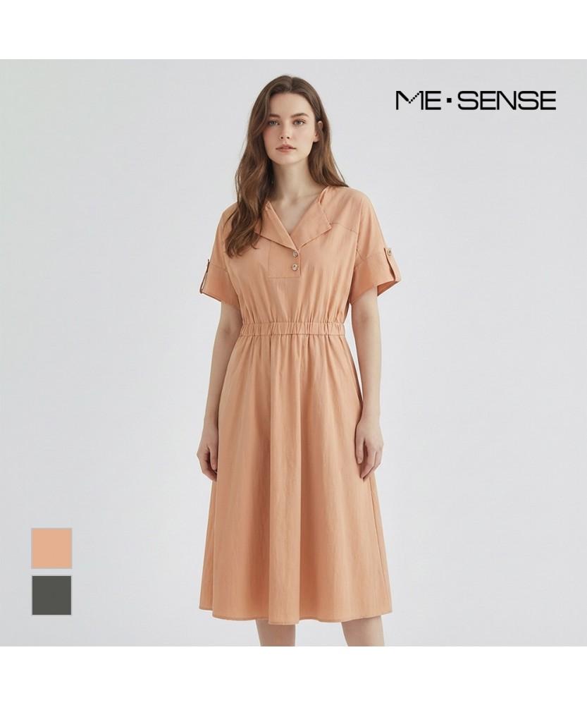 MESENSE Shawl Collar Short Sleeve Dress_Mb45Opm309A