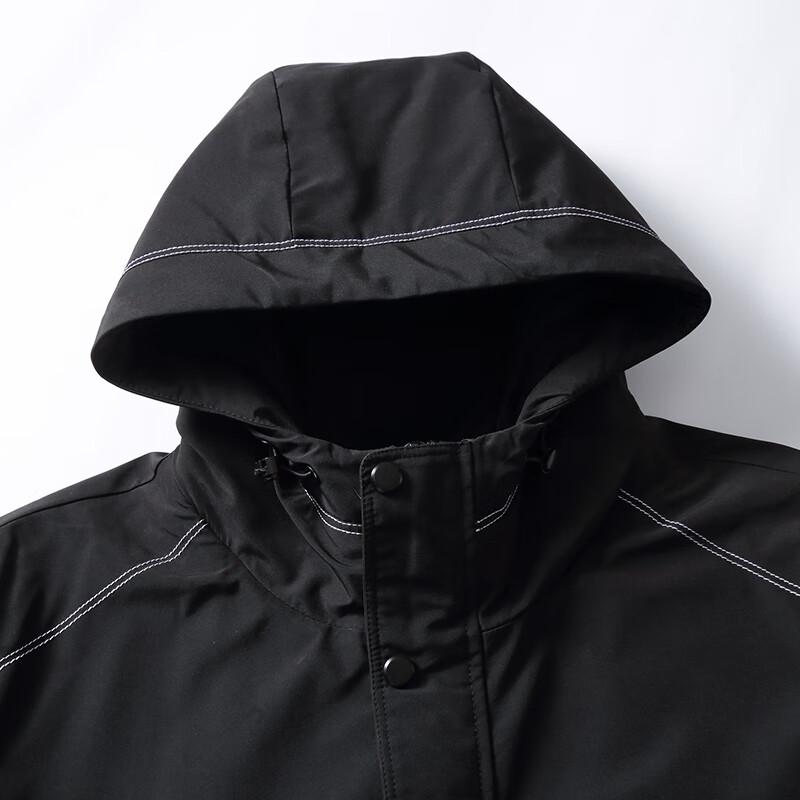Dibenze Men's Plus Size Fleece Lined Hooded Winter Jacket