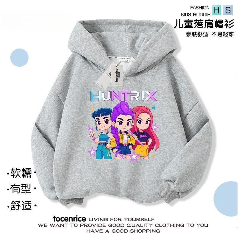New Cool Kpop Demon Hunters Huntrix Printing For Boys and Girls Soft Long Sleeve Fitted Hoodies Cute Kids Jacket