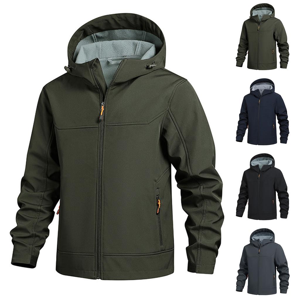 Men's Solid Color Outdoor Mountaineering Waterproof Windproof Fleece Jacket Outdoor Jacket