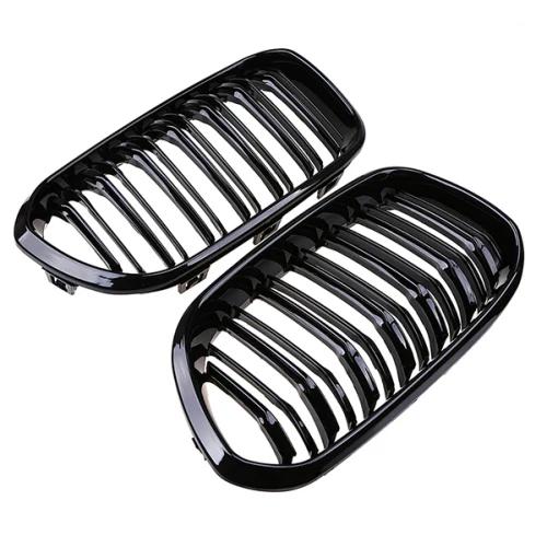 Front Bumper Grilles for BMW 1-Series F20 5-door/F21 3-door 118i/120d/144d/120i 2015-2017 Facelift Double Lines Grills