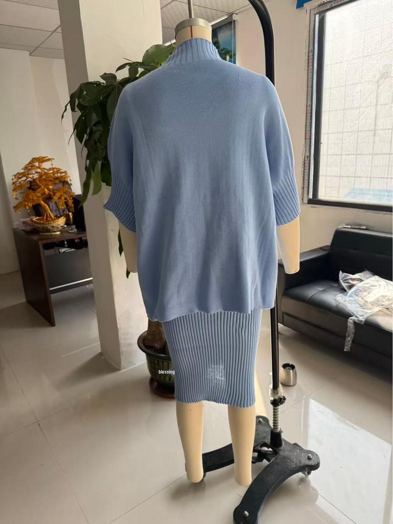Elegant High-Neck Knit Sweater & Half Skirt Set - Autumn/Winter 2025 Collection