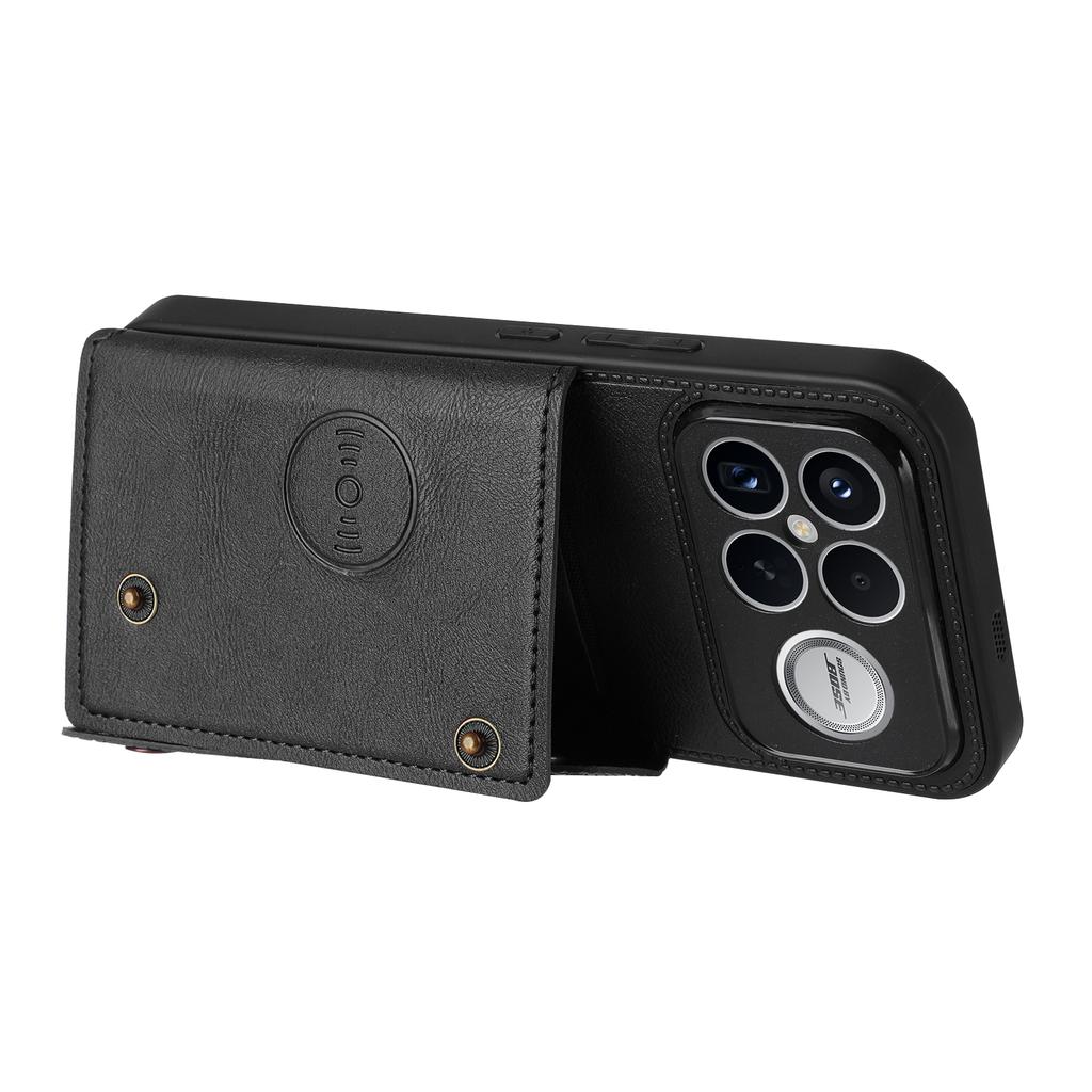Pouzdro na telefon pro Xiaomi Poco F8 Ultra / Redmi K90 Pro Max 5G s sloty pro karty, stojánek, kůže + TPU kryt na telefon