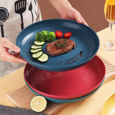 Inyahome Unbreakable Dinner Plates Cafeteria Reusable Plate Food Trays Dishwasher & Microwave Safe Easy To Clean BPA Free Red